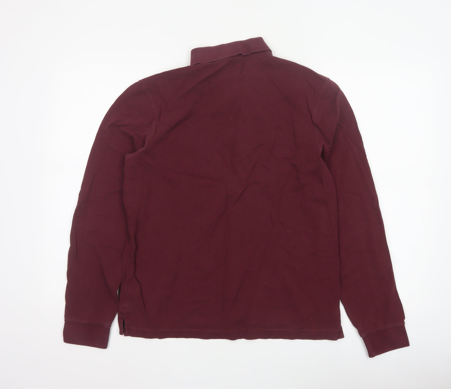 Hugo Boss Men’s Red M Long Sleeve Cotton Logo Polo Shirt