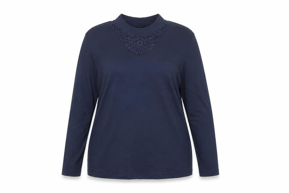 Kaleidoscope Women’s Navy Blue UK 16 High Neck Embroidered Jersey Blouse