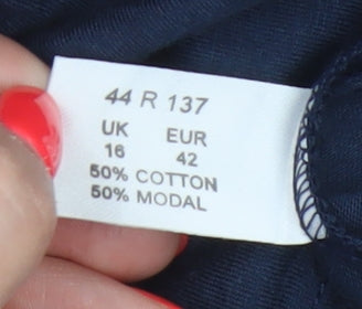 Kaleidoscope Women’s Navy Blue UK 16 High Neck Embroidered Jersey Blouse