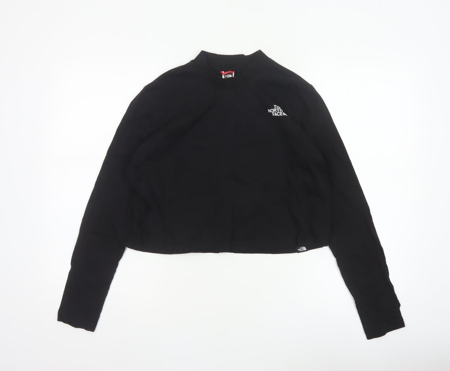 The North Face Women Black M Cropped Mock Neck Long Sleeve Top