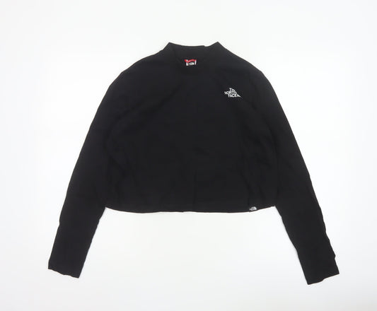 The North Face Women Black M Cropped Mock Neck Long Sleeve Top