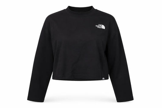The North Face Women Black M Cropped Mock Neck Long Sleeve Top