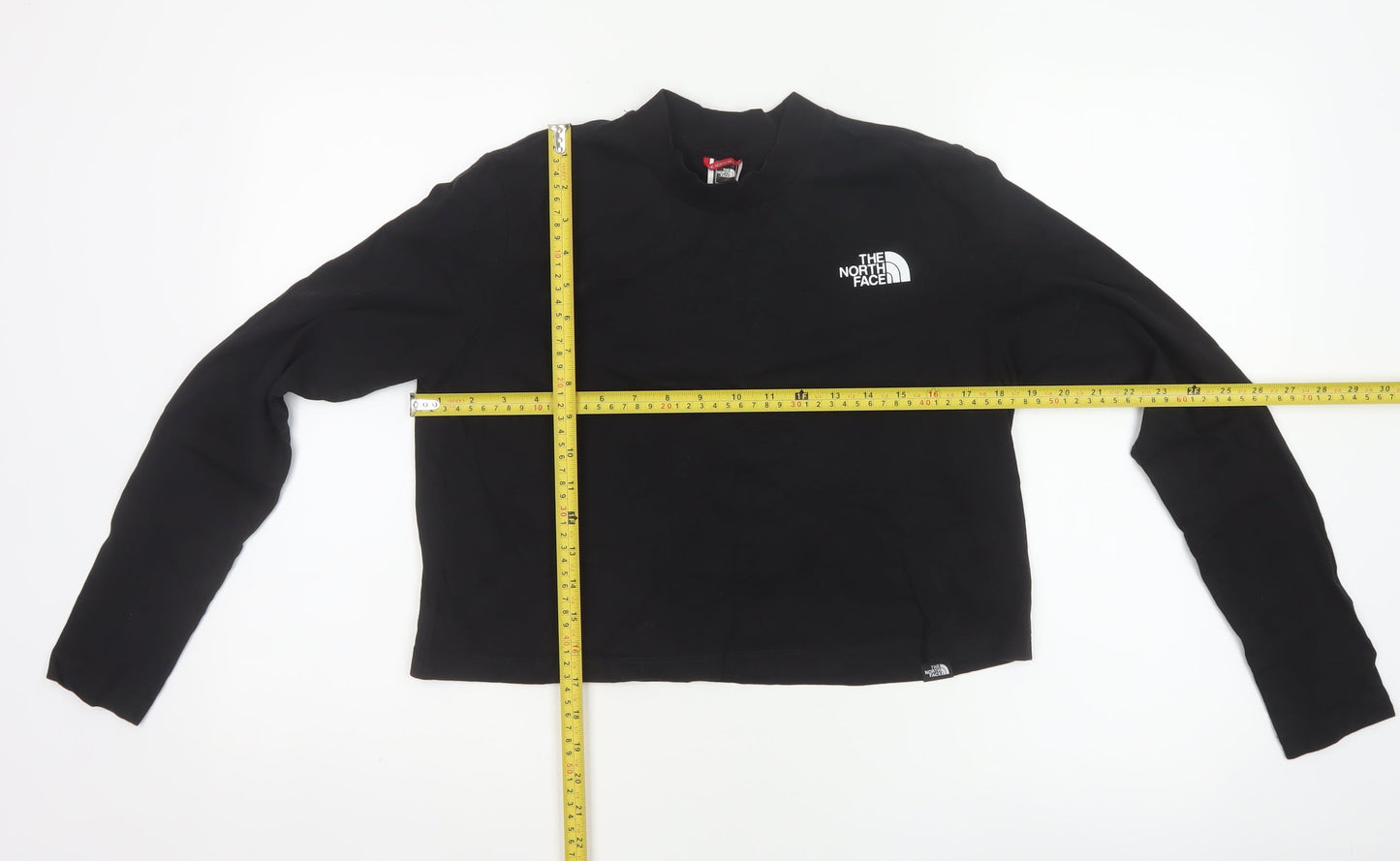 The North Face Women Black M Cropped Mock Neck Long Sleeve Top