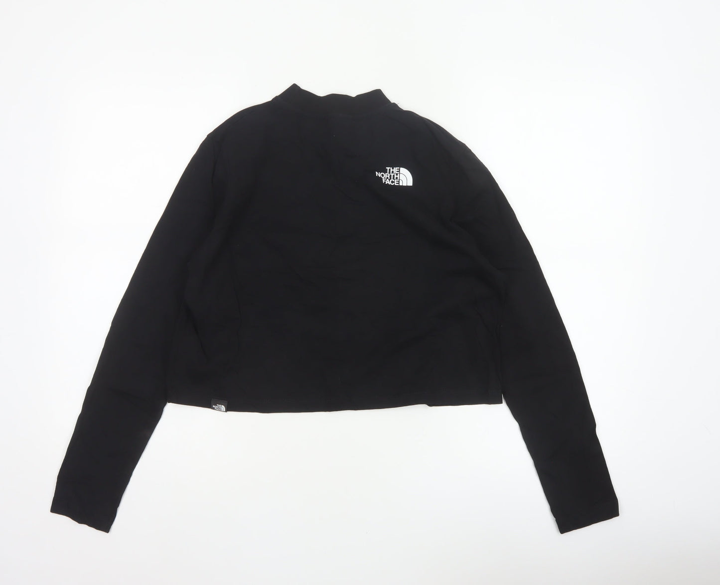 The North Face Women Black M Cropped Mock Neck Long Sleeve Top