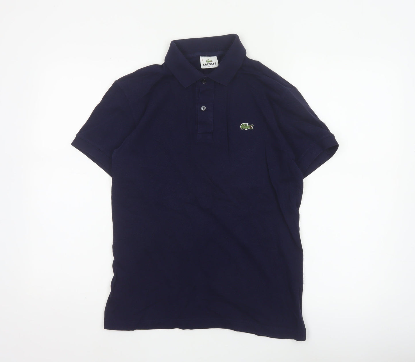 Lacoste Mens Blue S Slim Fit Cotton Pique Logo Polo Shirt