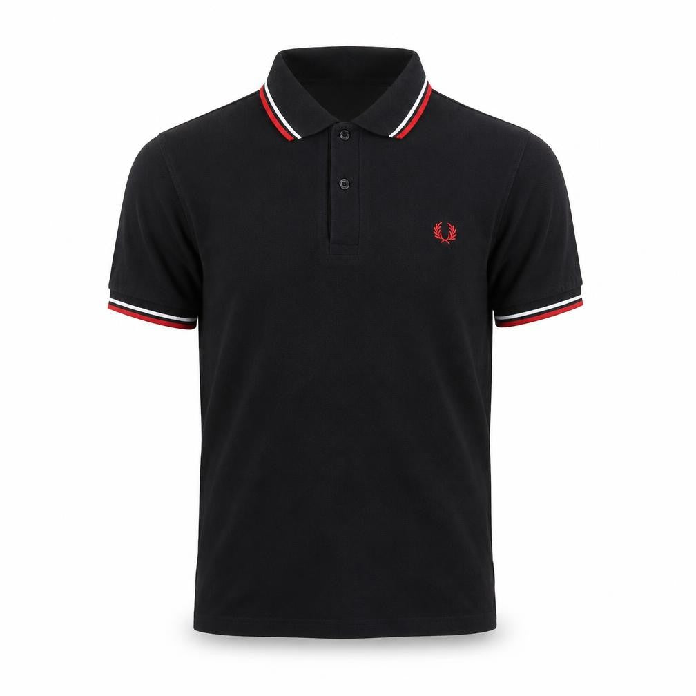 Fred Perry Men's Black S Cotton Piqué Polo Shirt Red Trim