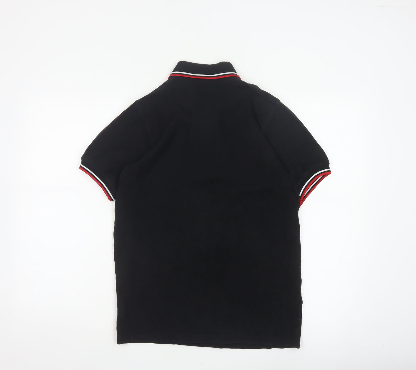 Fred Perry Men's Black S Cotton Piqué Polo Shirt Red Trim