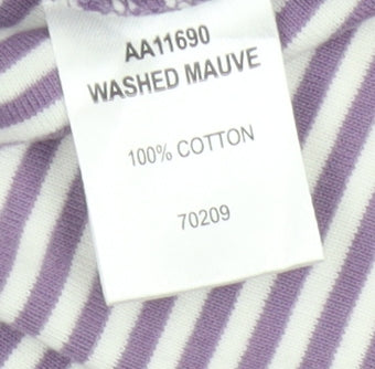 Cotton Traders Women Purple White Stripe V-Neck Cotton Top Size 12