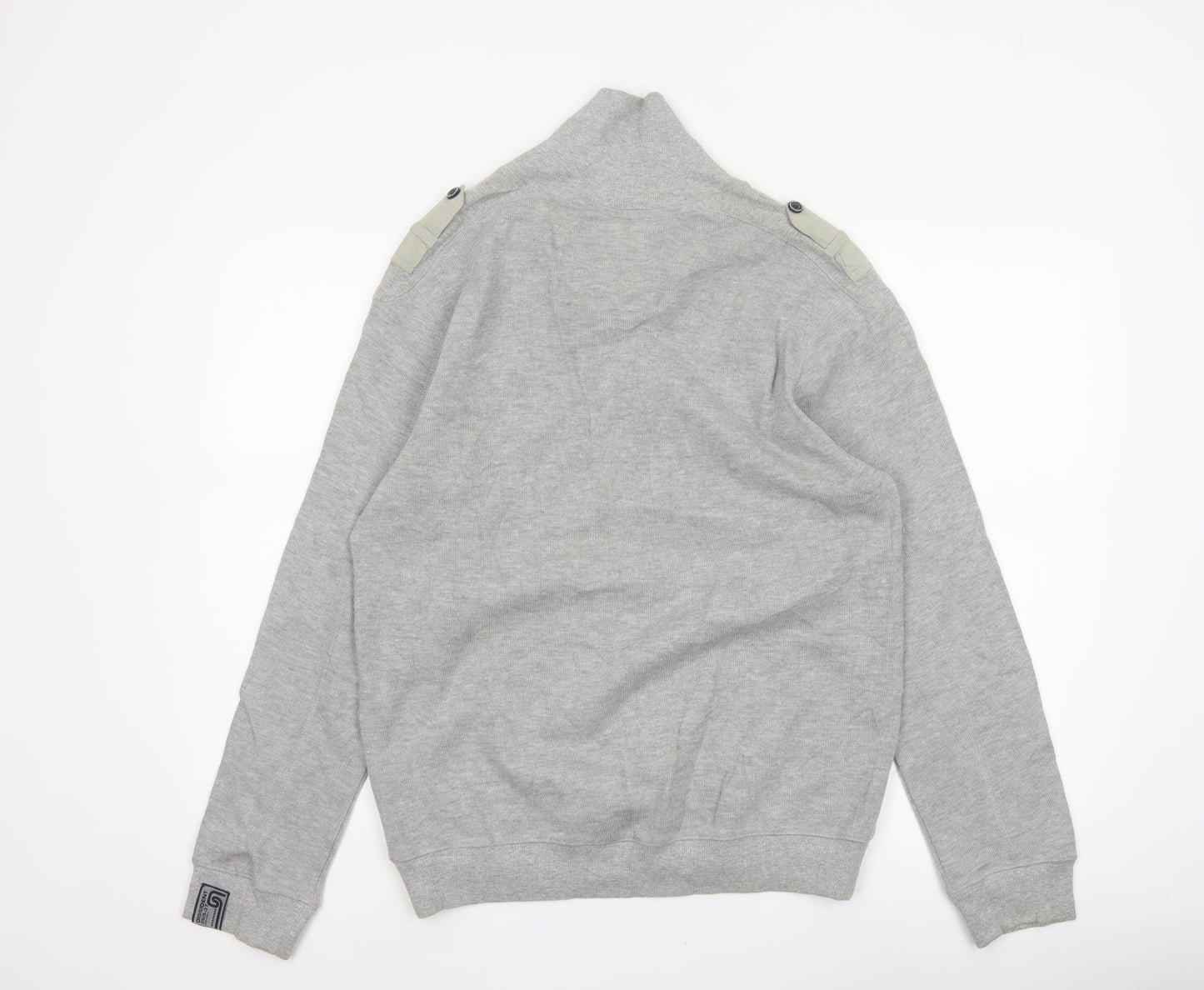 Dissident Men Grey M Military Style Henley Long Sleeve Cotton Top