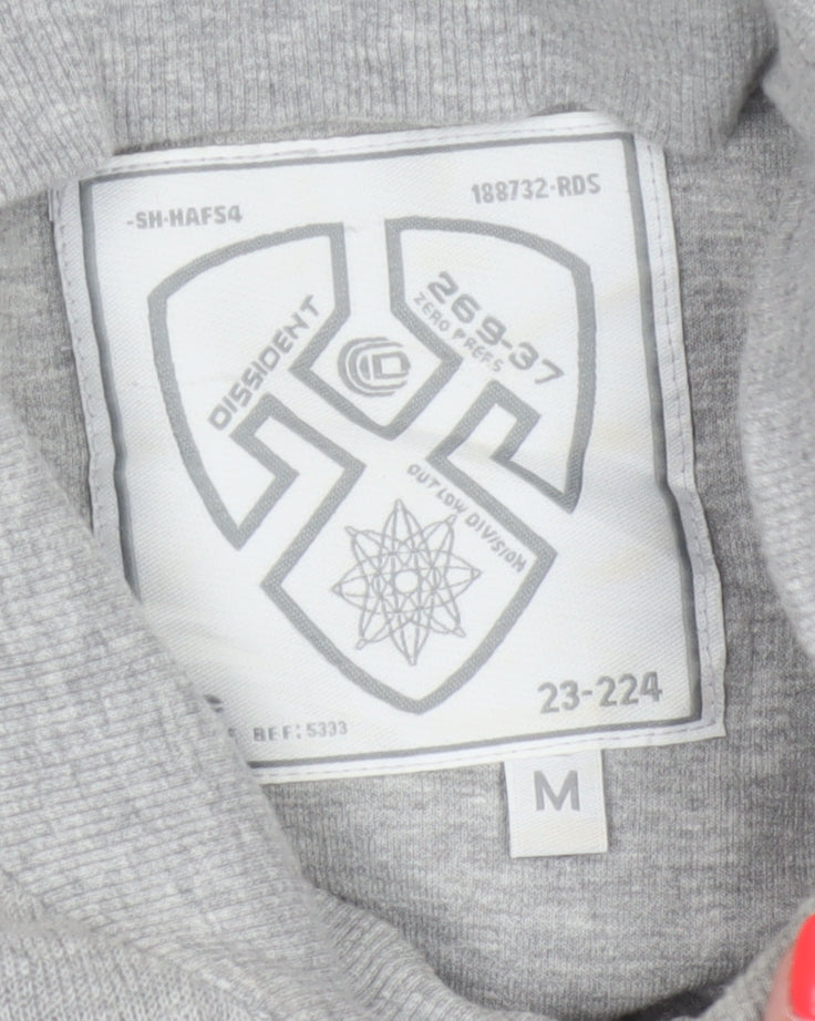 Dissident Men Grey M Military Style Henley Long Sleeve Cotton Top