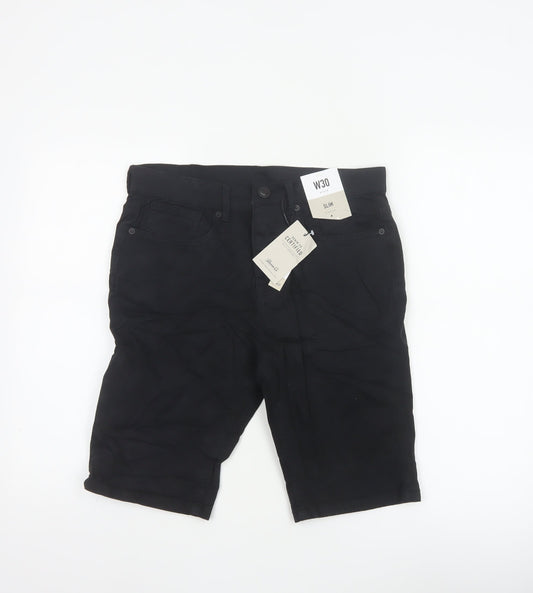 Denim Co. Men’s Black W30 Slim Stretch Denim 5-Pocket Shorts