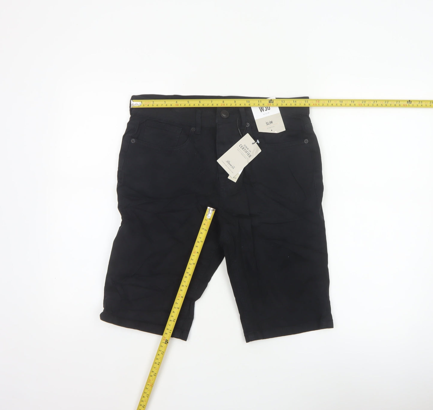 Denim Co. Men’s Black W30 Slim Stretch Denim 5-Pocket Shorts