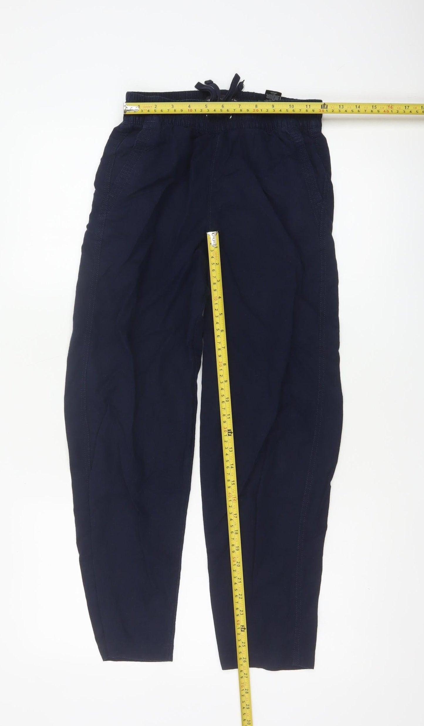 Marks and Spencer Women’s Navy Blue UK 6 Short Linen Cargo Trousers