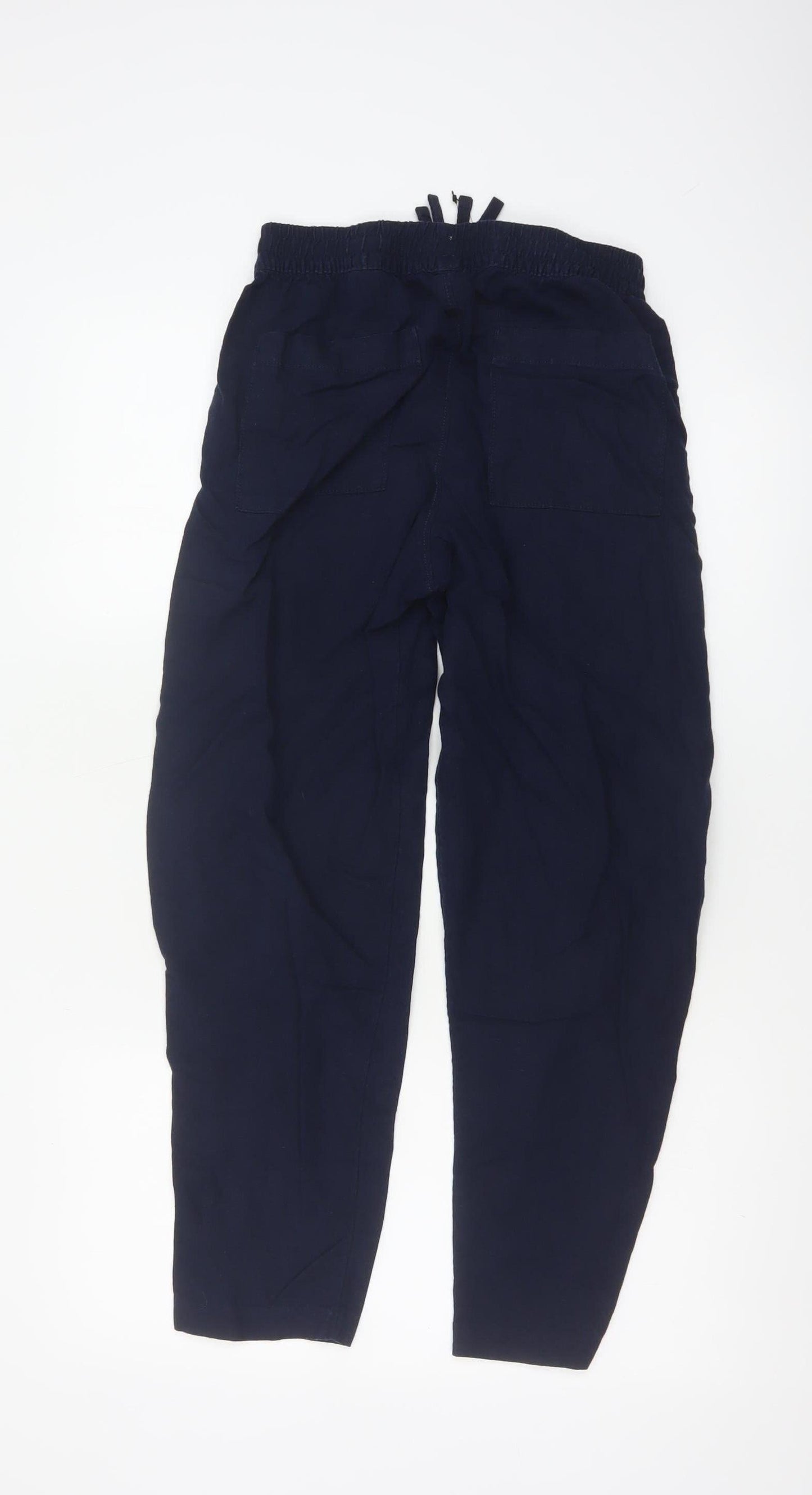 Marks and Spencer Women’s Navy Blue UK 6 Short Linen Cargo Trousers