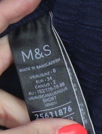 Marks and Spencer Women’s Navy Blue UK 6 Short Linen Cargo Trousers