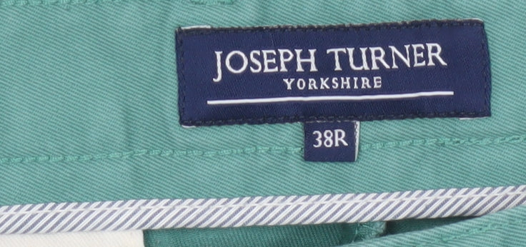 Joseph Turner Men’s Green 38R Cotton Straight Chino Trousers