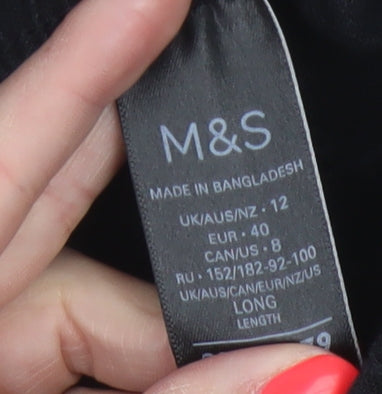 Marks and Spencer Women Black UK 12 Long Linen Blend Jogger Trousers