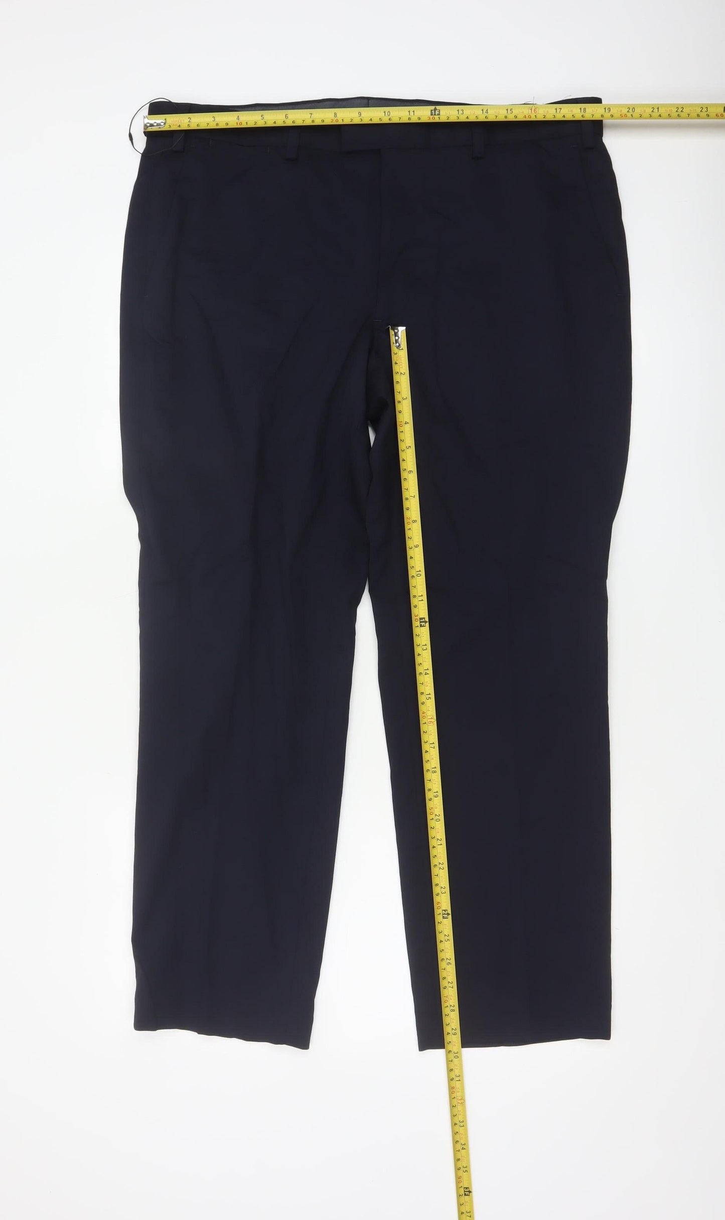 Marks & Spencer Men Blue 38in Wool Blend Dress Trousers 29in Leg