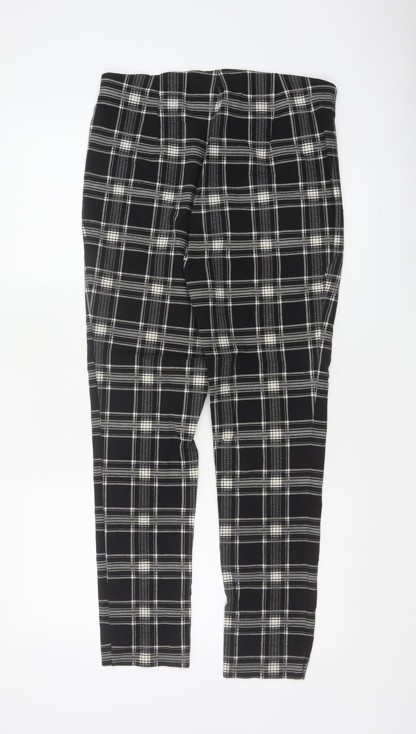 Roman Women Black White Check Stretch Leggings UK 16