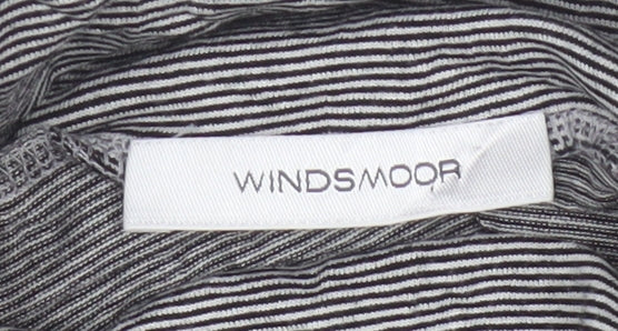 Windsmoor Women Grey Stripe Roll Neck Stretch Jersey Blouse M