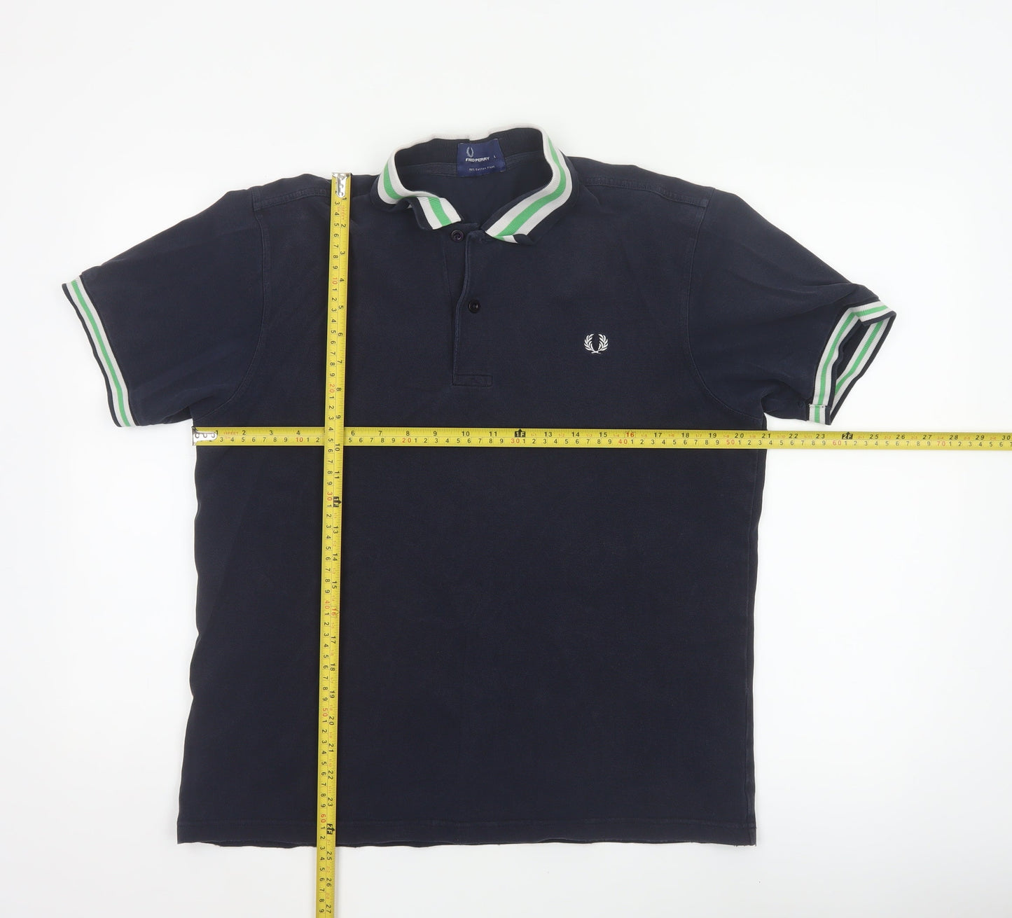 Fred Perry Men’s Blue L Cotton Pique Polo Shirt Striped Trim