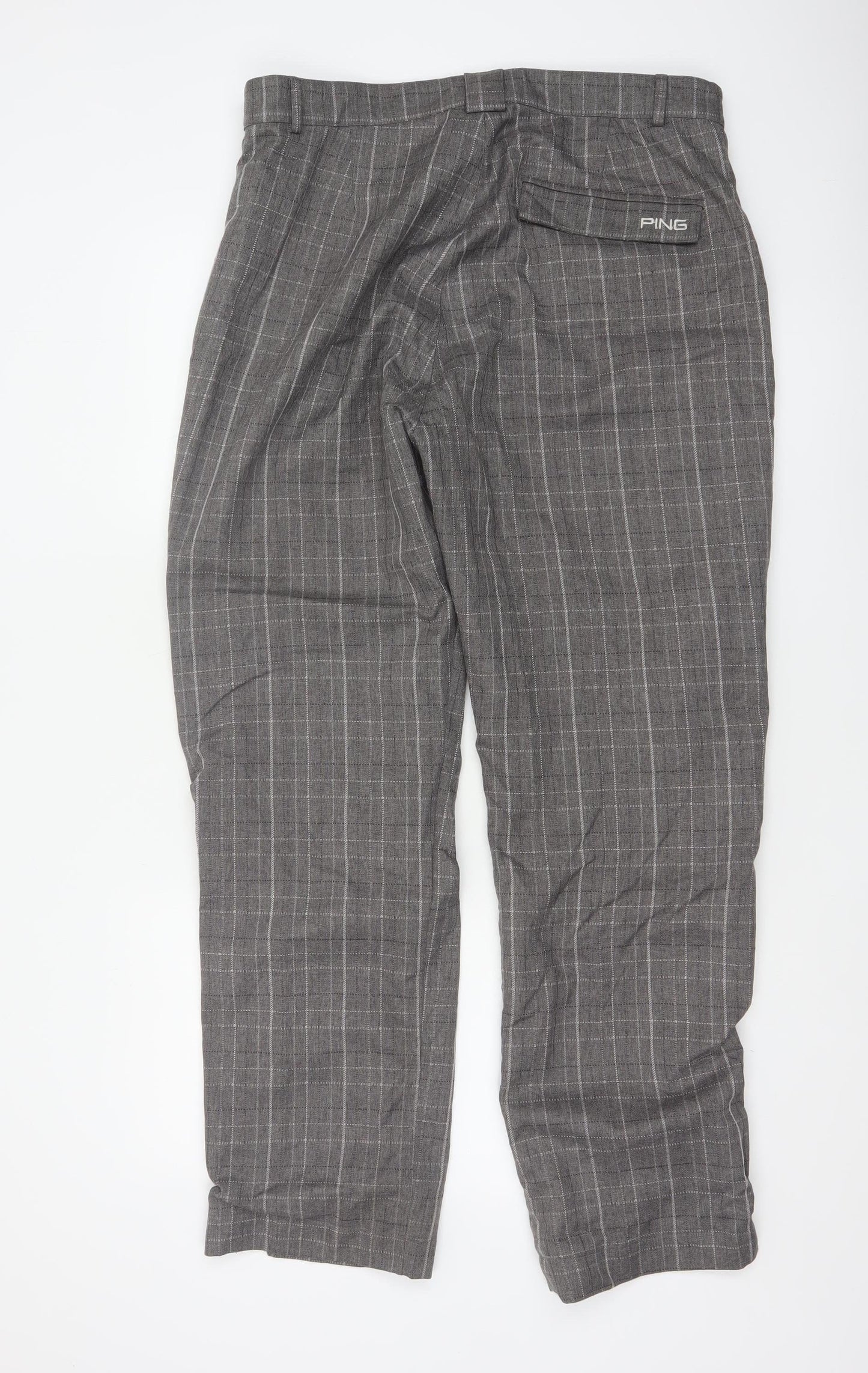 PING Collection Men's Grey Plaid W34 L31 Straight Golf Trousers