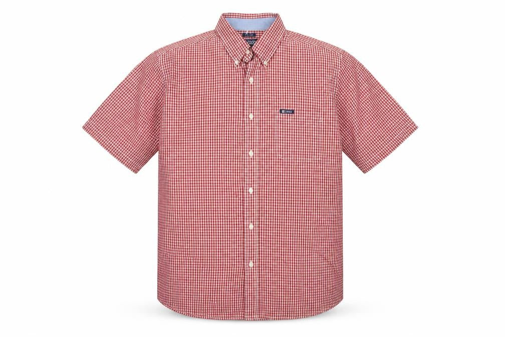 Chaps Men's Red Check Short Sleeve XL Button-Up Easy Care Shirt