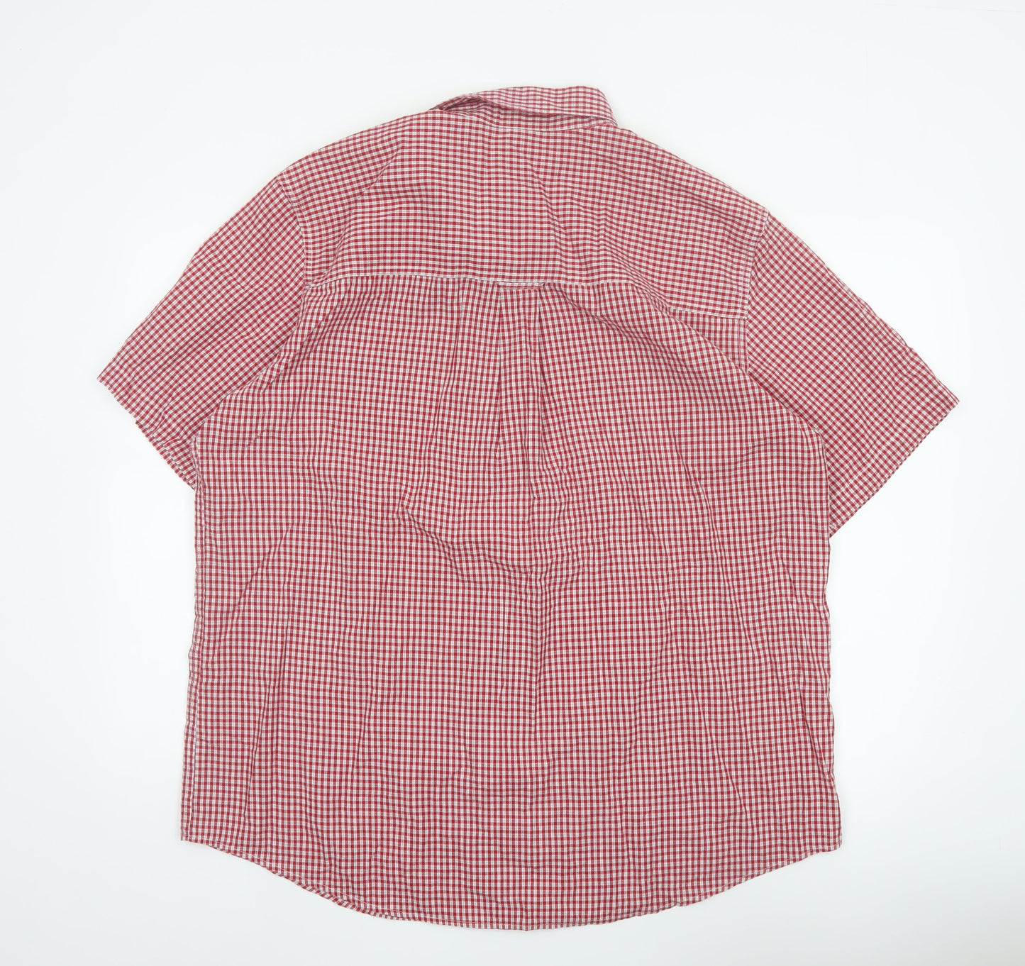 Chaps Men's Red Check Short Sleeve XL Button-Up Easy Care Shirt