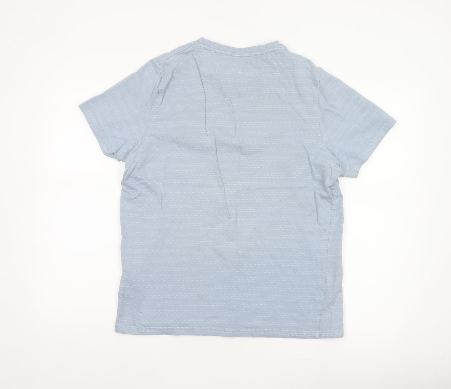 Folk Men’s Blue Striped Cotton Jersey T-Shirt Size M Crew Neck