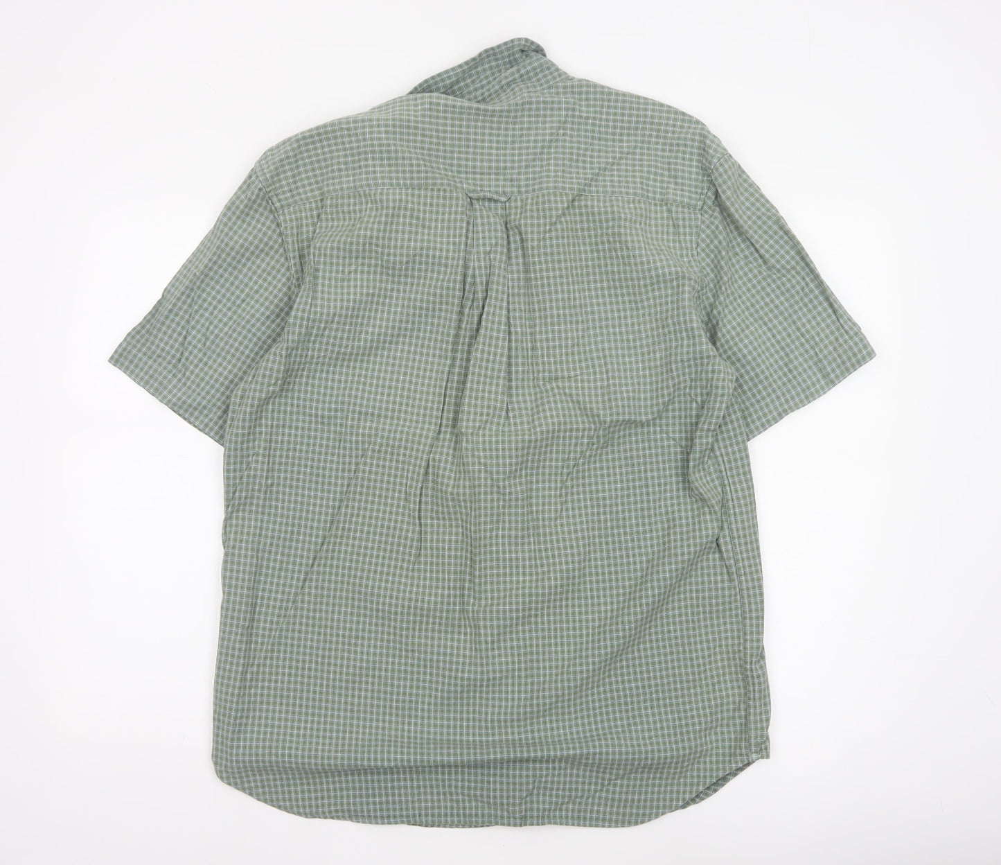 Hawkshead Men’s Green Check Cotton Short Sleeve Button-Up Shirt M
