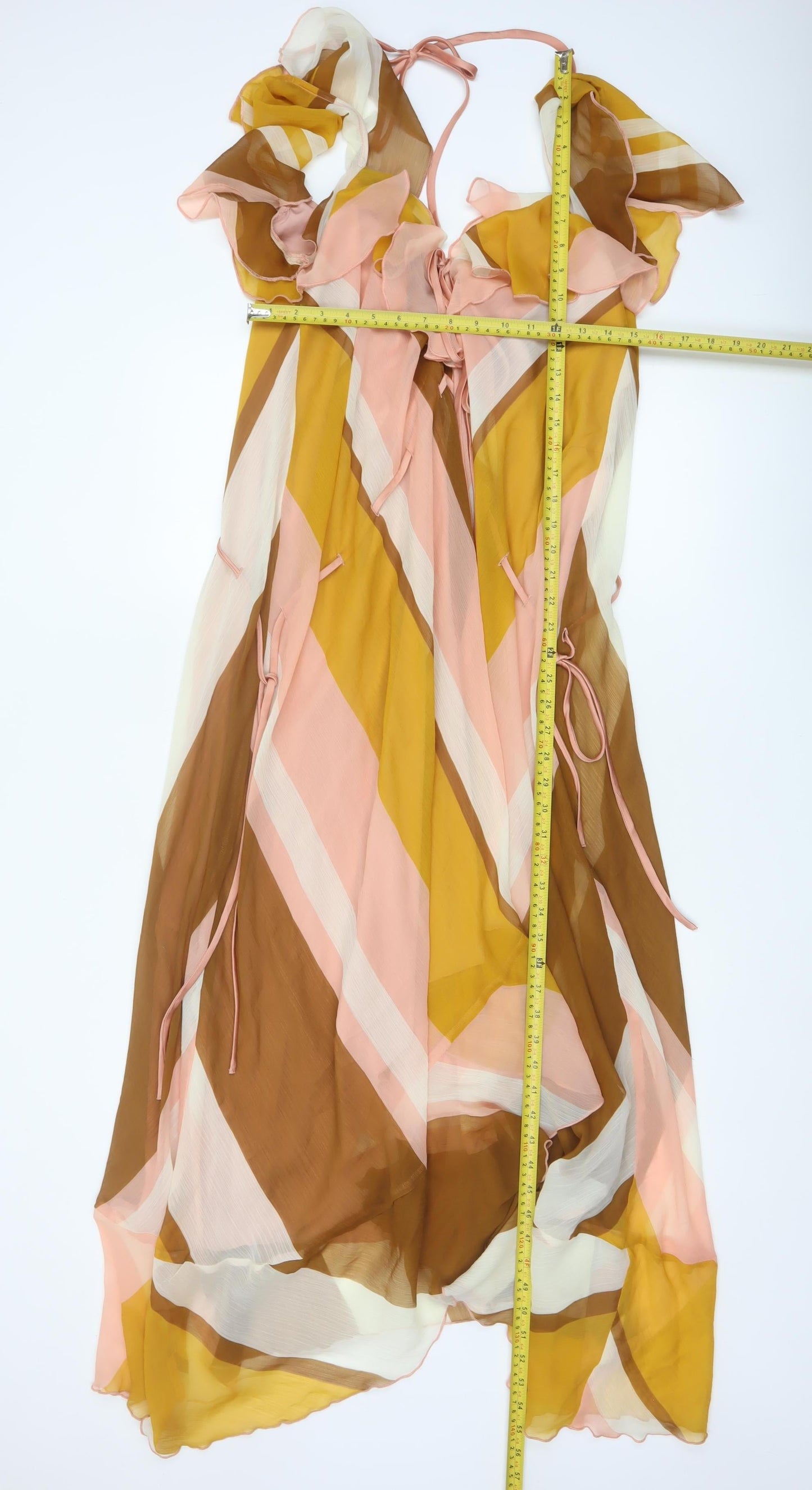 ASOS Design Women’s Multicoloured UK 12 Ruffle Halter Maxi Dress