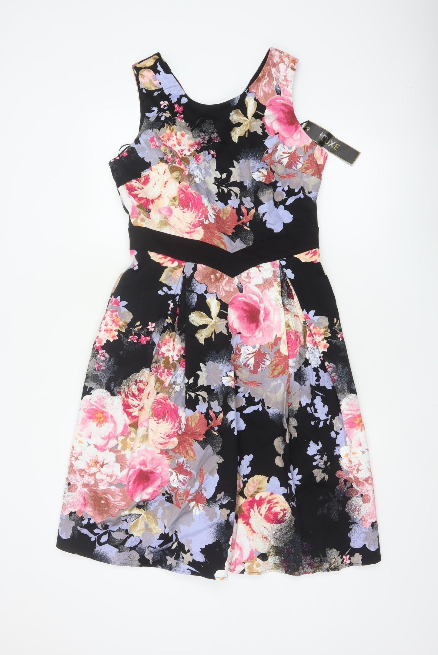 Luxe Women’s Multicoloured Floral Fit & Flare Dress UK 12