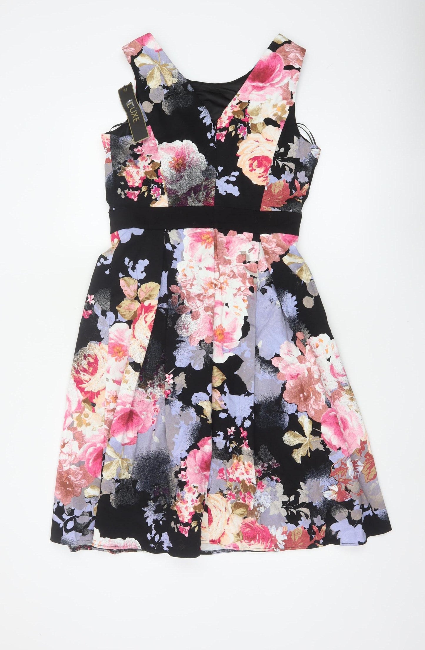 Luxe Women’s Multicoloured Floral Fit & Flare Dress UK 12