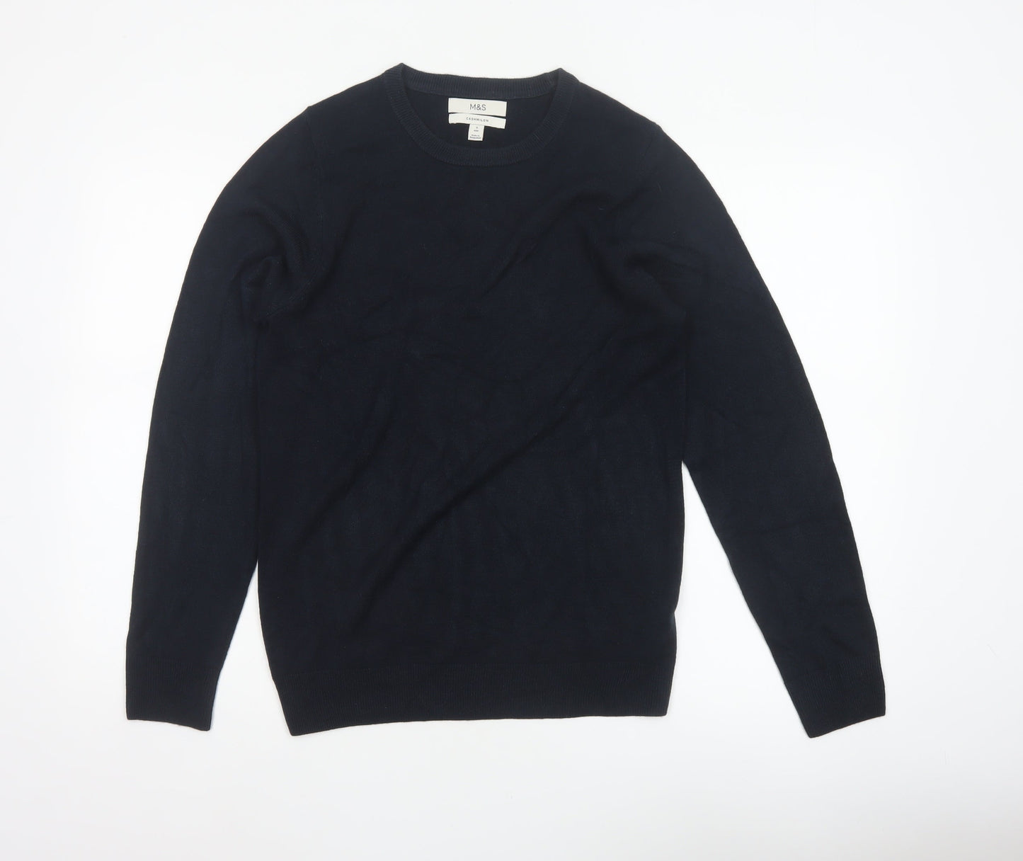Marks & Spencer Men’s Blue S Cashmilon Crew Neck Pullover Jumper