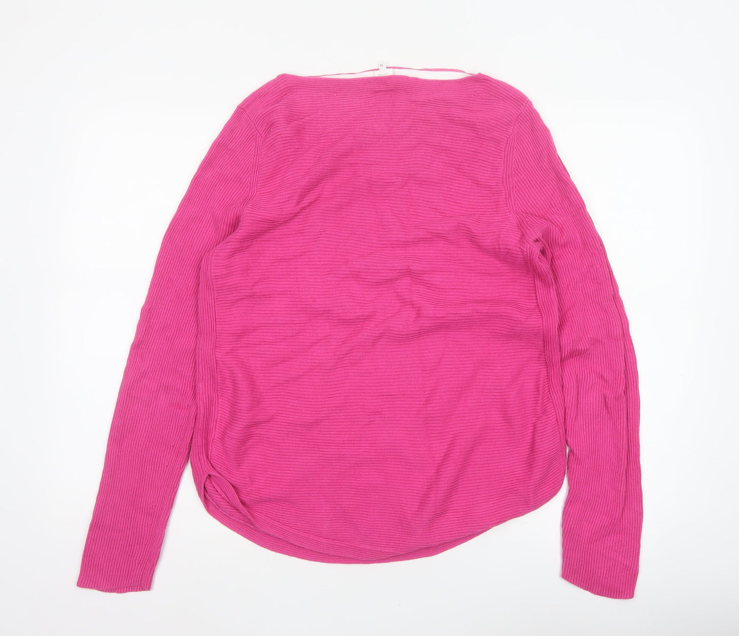John Lewis Women Pink Size 12 Cotton V-Neck Knit Pullover Jumper
