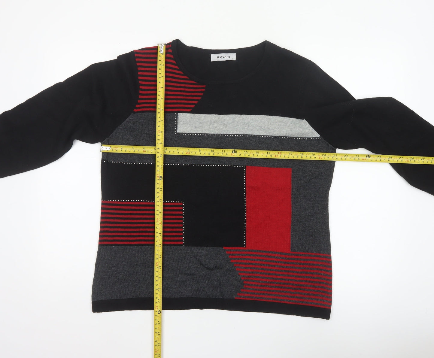 Alexara Women’s Multicoloured Geometric Knit Pullover Jumper L