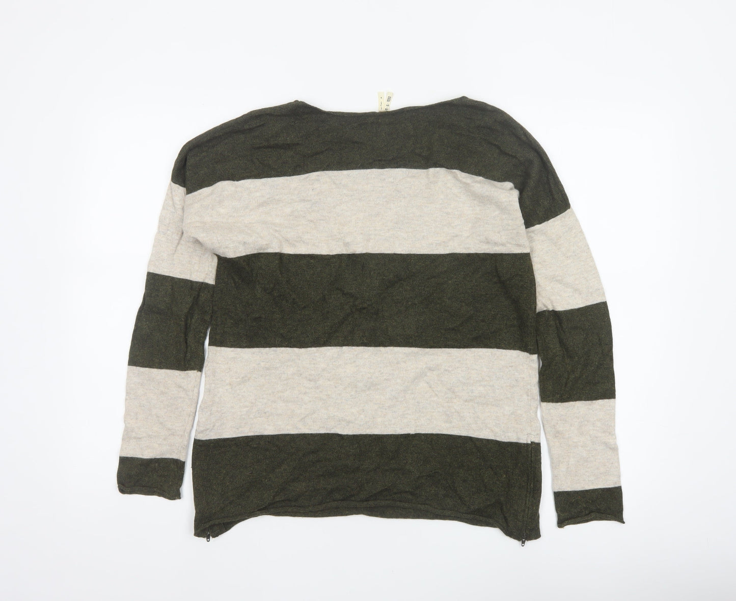 Tops & Tees by Part Two Women Green Beige Stripe Knit Jumper S