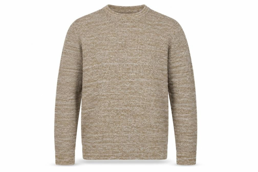 H&M Men’s Beige XS Open Knit Crew Neck Cotton Blend Pullover Jumper