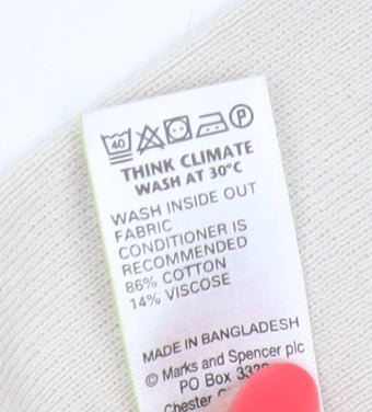 M&S Women’s Beige Size 16 Round Neck Cotton Blend Knit Jumper