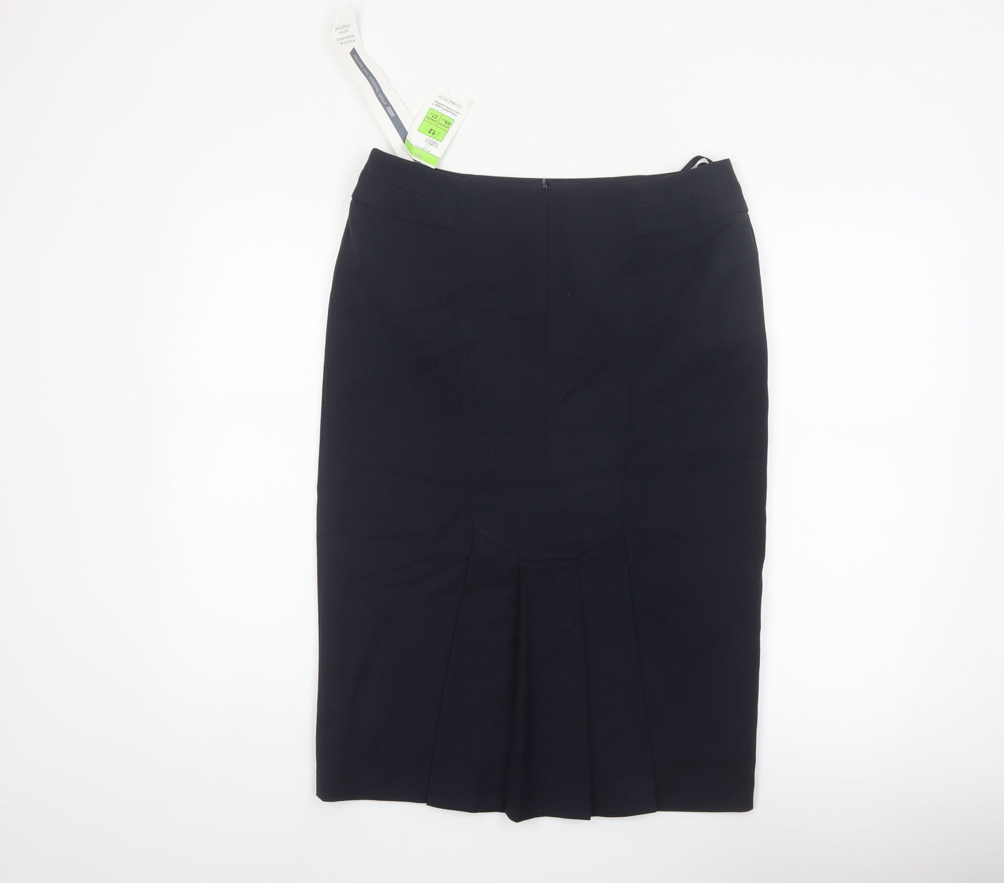 Marks & Spencer Women Black UK 12 Pencil Knee Skirt Button Workwear