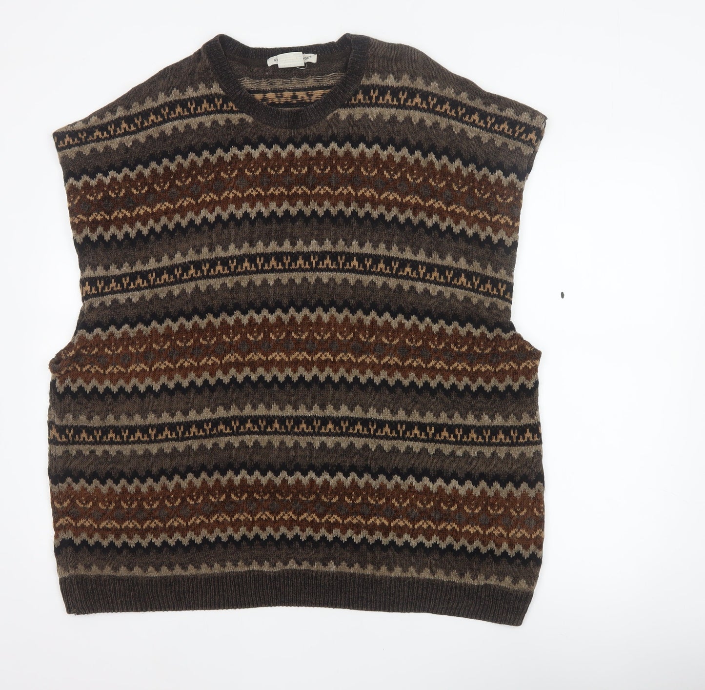 Knightsbridge Men’s Brown XL Fair Isle Knit Sweater Vest Vintage