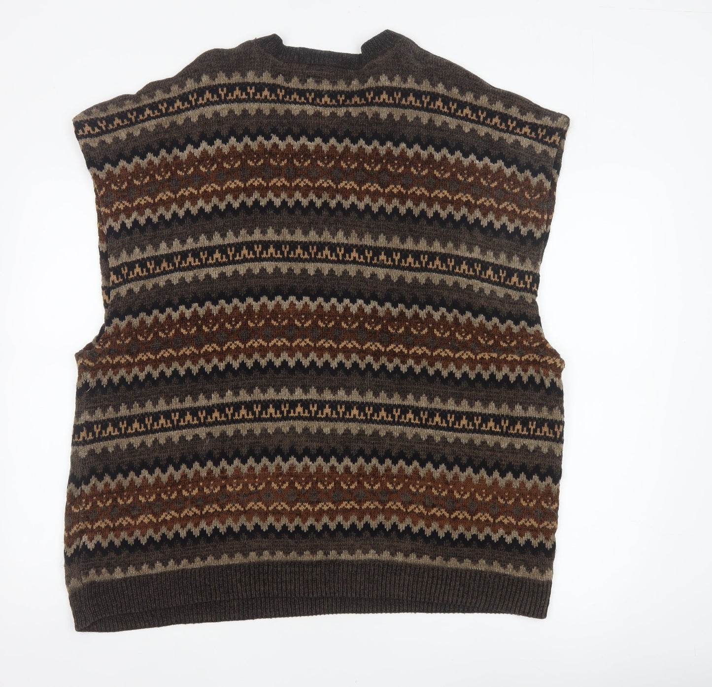 Knightsbridge Men’s Brown XL Fair Isle Knit Sweater Vest Vintage