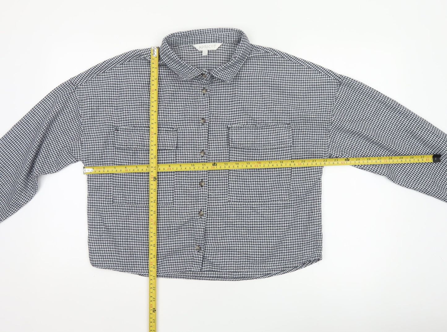 Apricot Women’s Black White Check Cropped Button-Up Shirt UK 14
