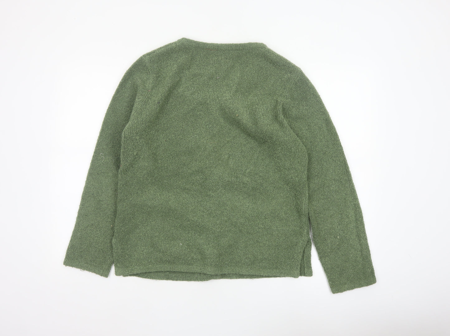 Aime Smith Women’s Green XL Floral Embroidered V-Neck Cardigan