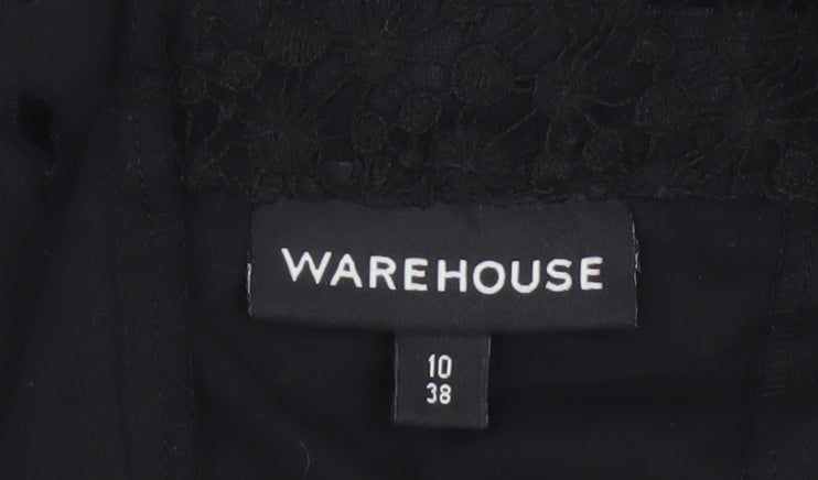 Warehouse Women’s Black UK 10 Lace Cotton Skater Party Dress