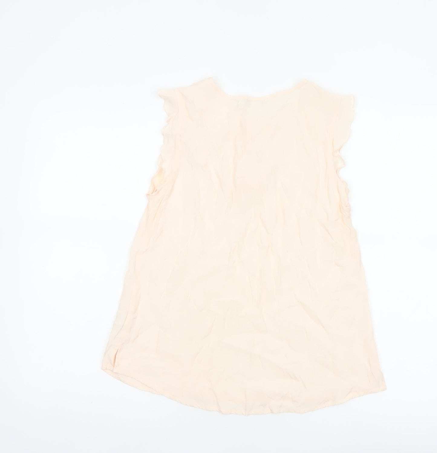 Monsoon Women Ivory UK 10 Ruffle Cap Sleeve Viscose Blouse