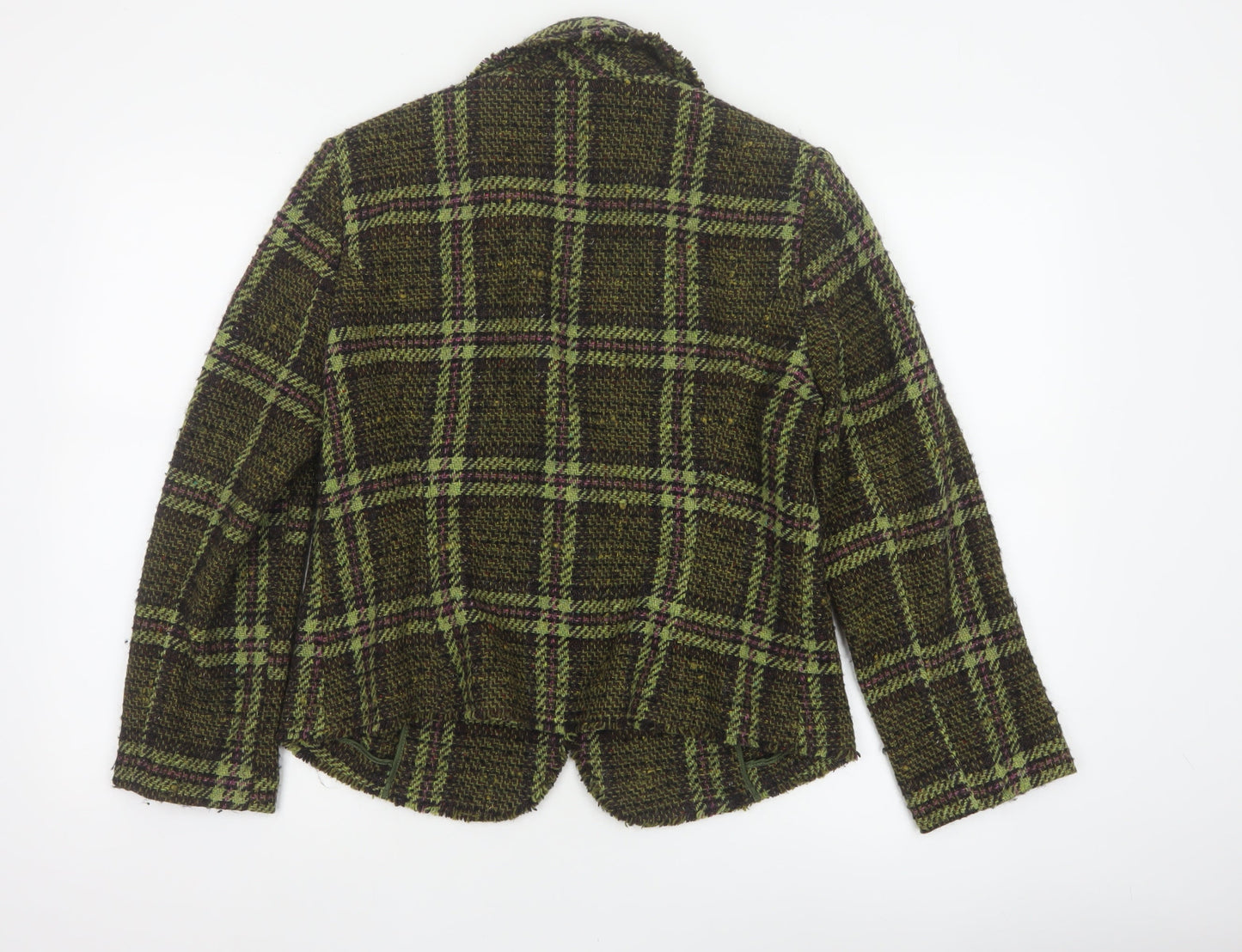 Matalan Women Green Tweed Check Wool Blend Blazer Jacket UK 14