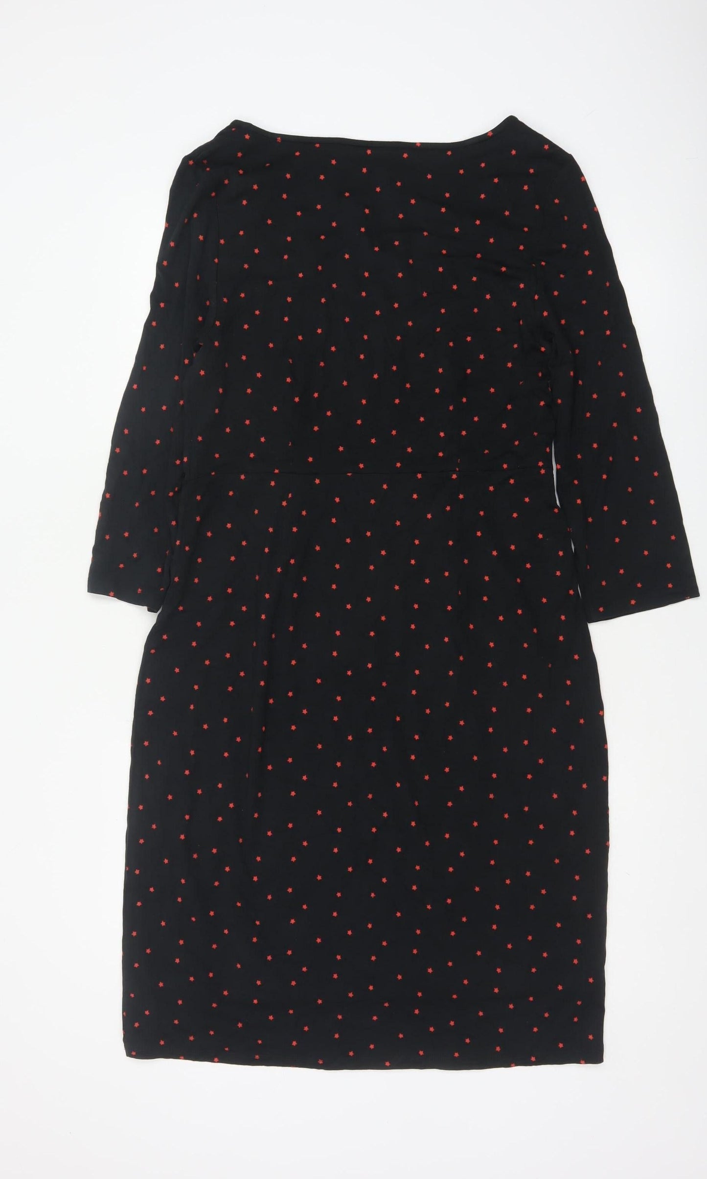 Laura Ashley Women Black Red Star Print UK 12 Sheath Knee Dress