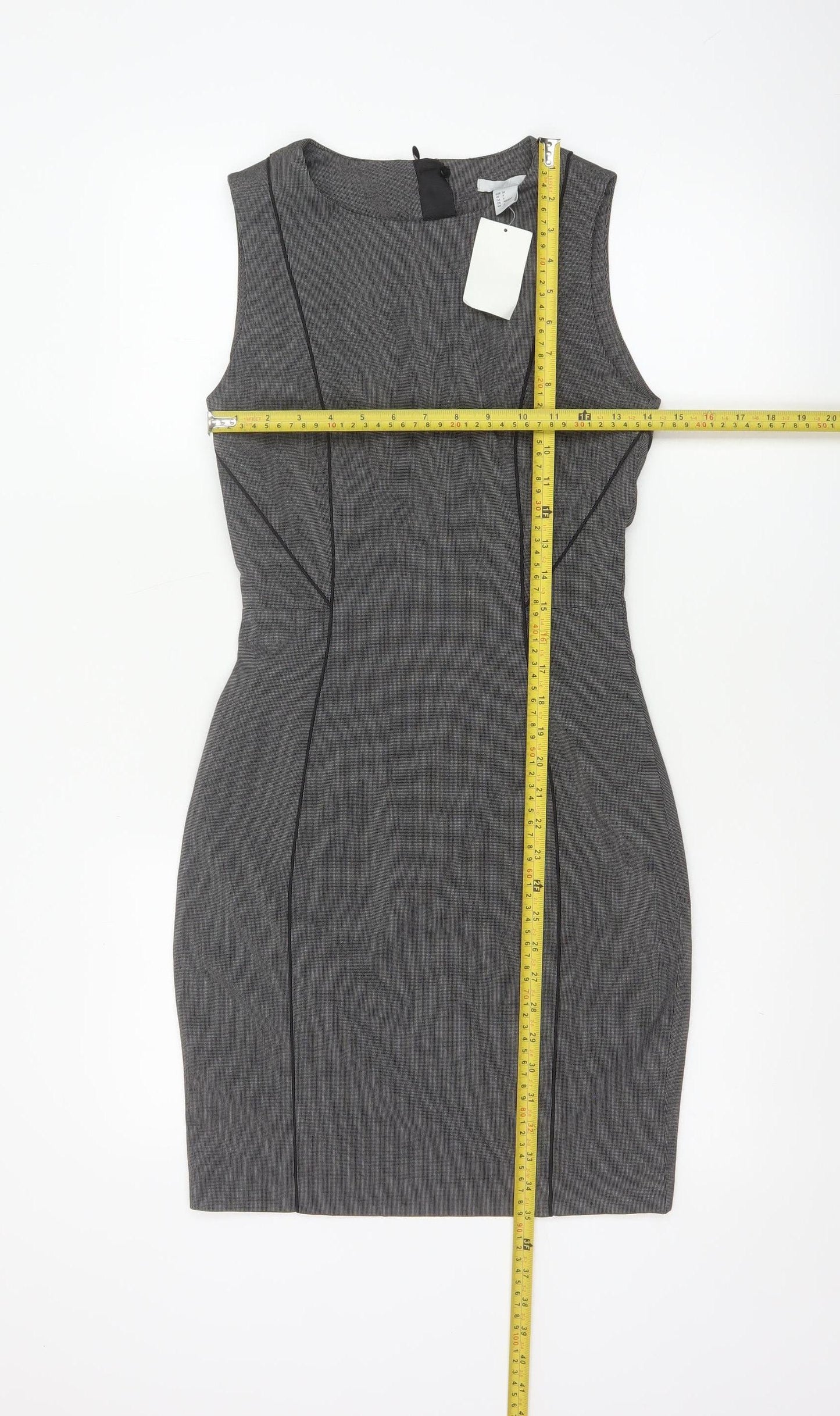 H&M Women Grey UK 6 Sleeveless Sheath Pencil Workwear Dress