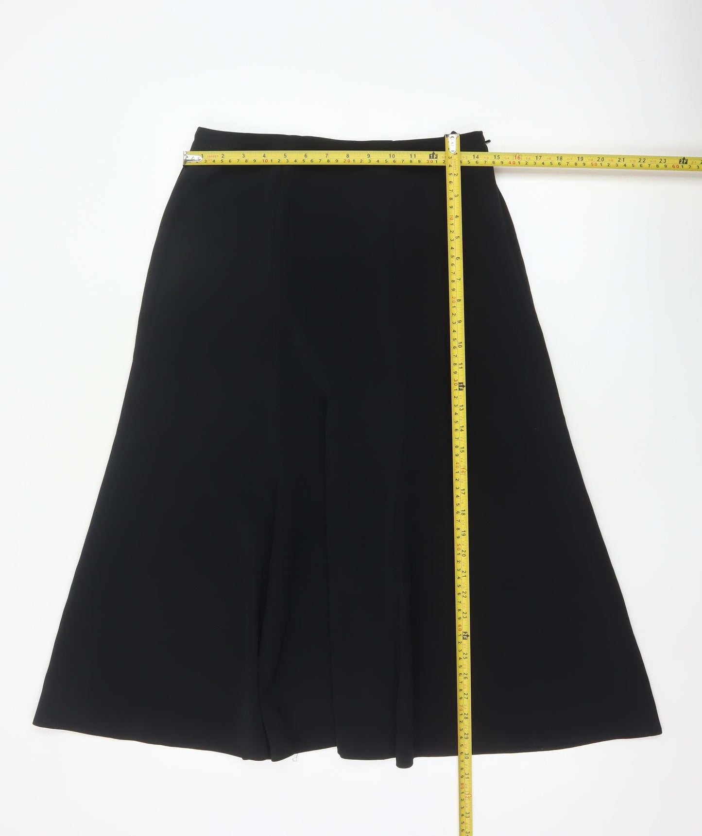 Marks and Spencer Women Black UK 12 Long A-Line Zip Skirt